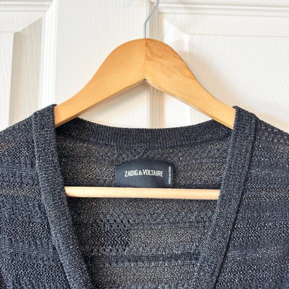 Zadig & Voltaire Marty Pointelle Cardigan Dress in Black - Picture 3 of 8